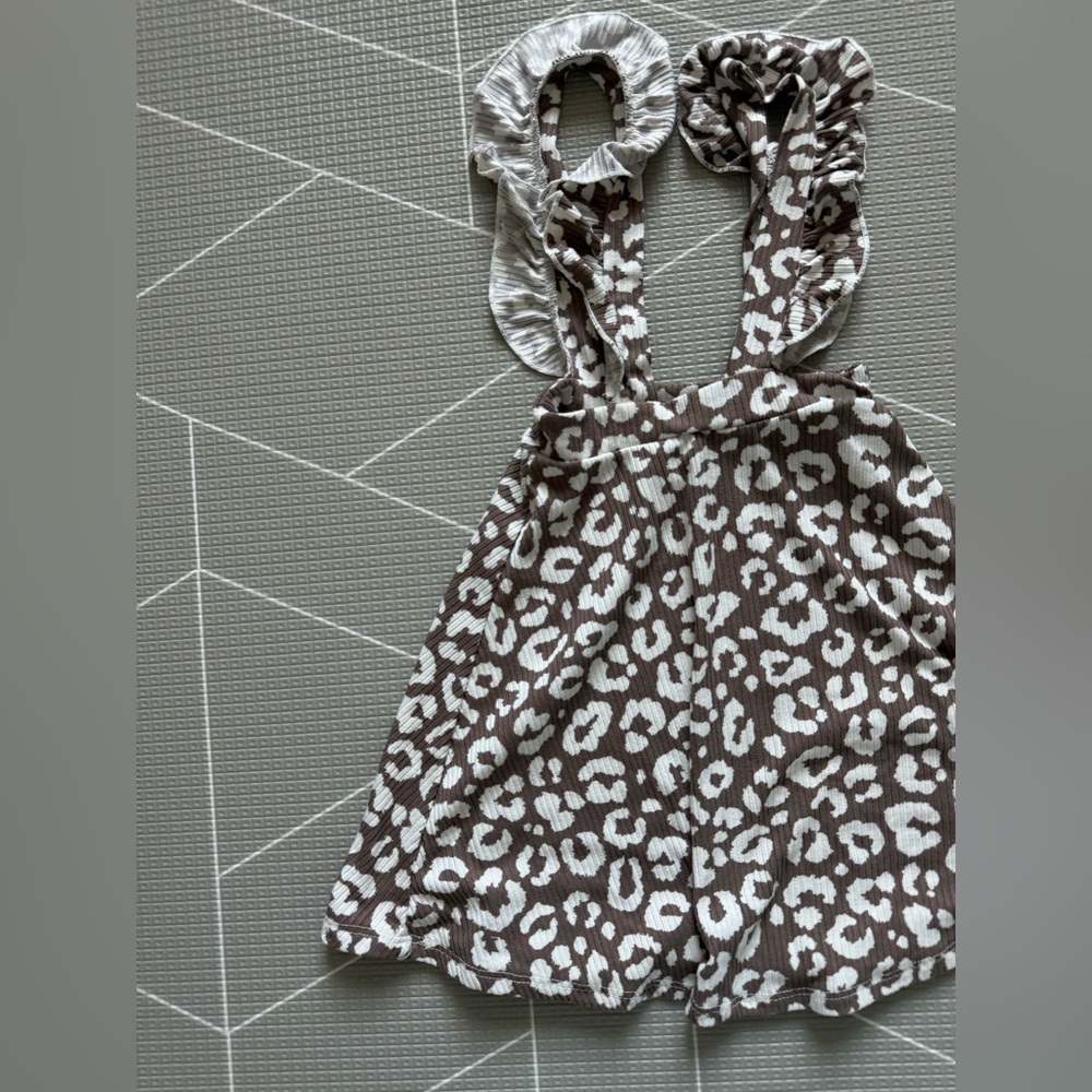 Small shop|Baby girl/toddler Leopard Print ruffle jumper Dress-Brown & White•2T
